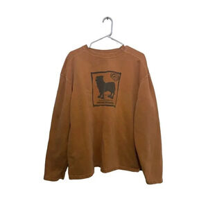 Authentic Pigment Brown Graphic Crewneck Pullover Sweatshirt Size L